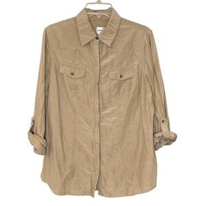 Chico’s Tan Button Up With Rolled Sleeves
